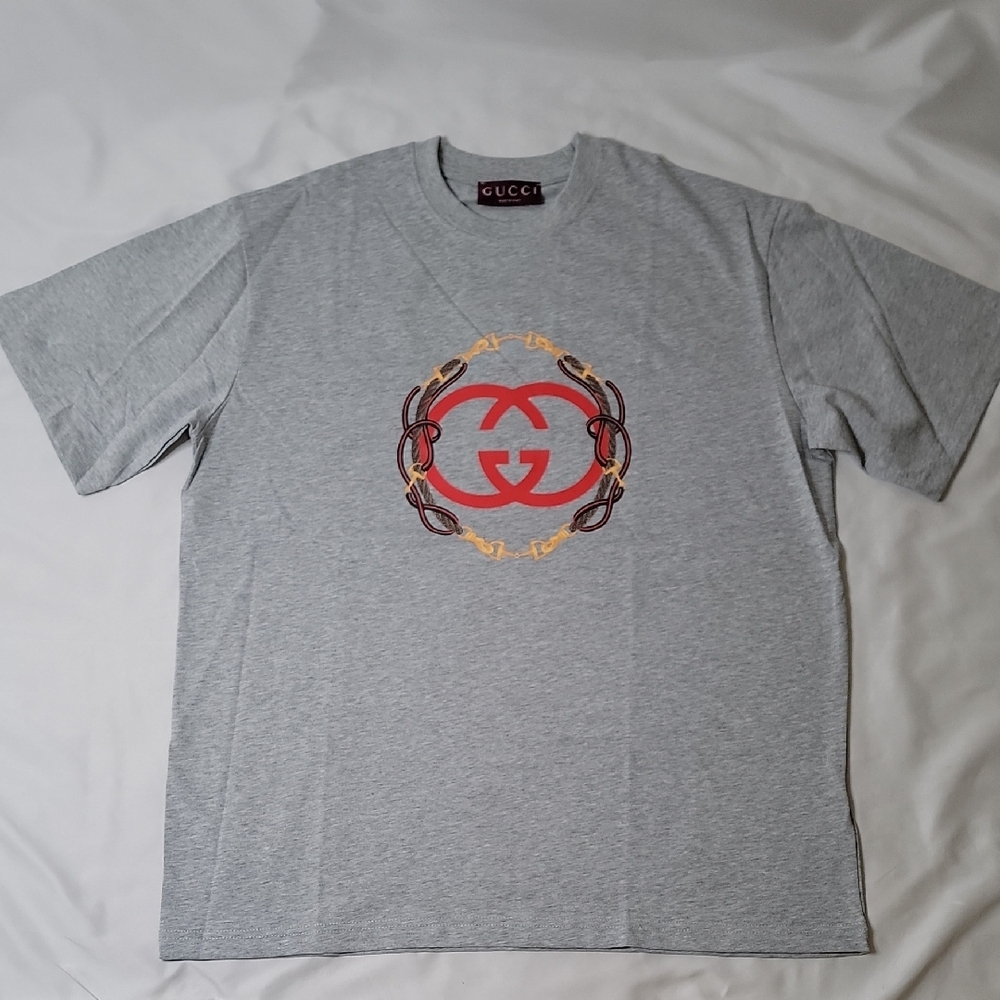 Gucci Cotton Jersey T Shirt With Print In Grey Mélange
